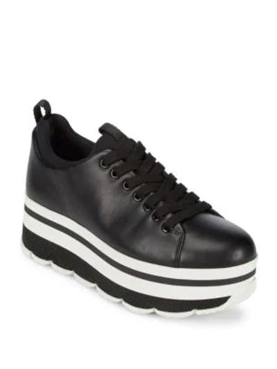 Shop Prada Lace-up Wave High Sneakers In Black