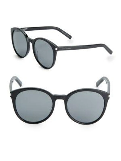 Shop Saint Laurent 54mm Round Sunglasses In Black