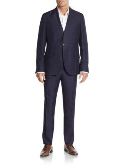 Shop Brunello Cucinelli Regular-fit Solid Linen, Wool & Silk Suit In Navy