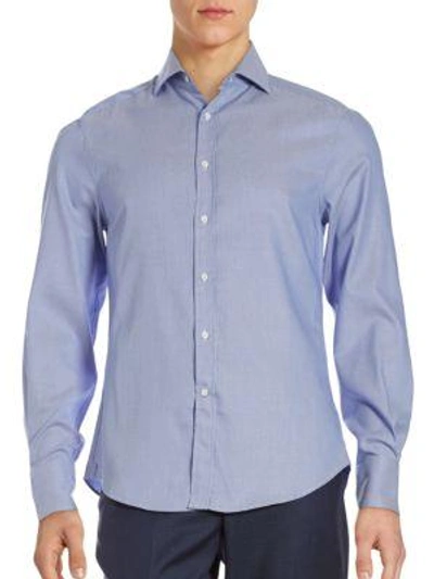 Shop Brunello Cucinelli Patterned Button Down Shirt In Blue