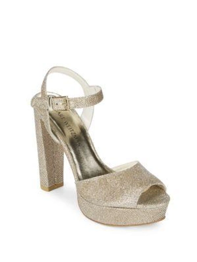 Shop Stuart Weitzman Sashay Platform Sandals In Platinum