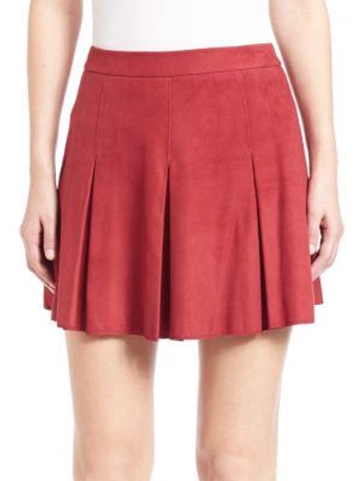 Shop Alice And Olivia Lee Pleated Leather Skirt In Bordeaux