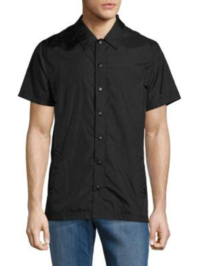 Shop Publish Solid Point-collar Shirt In Black