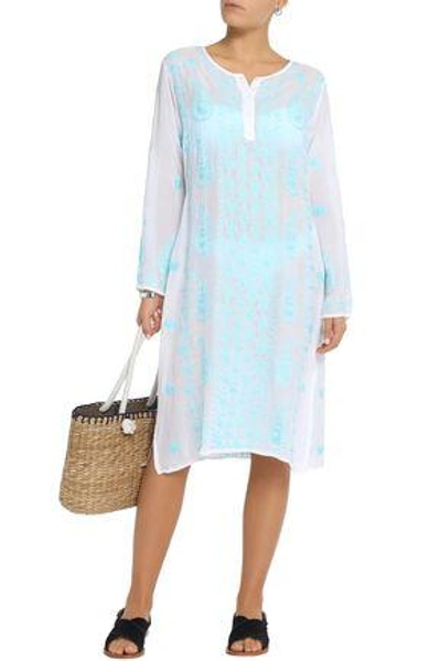 Shop Melissa Odabash Tanya Embroidered Voile Dress In White