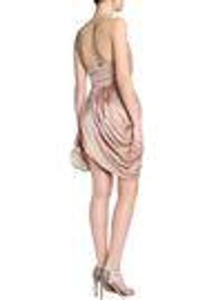 Shop Zimmermann Strapless Draped Washed-silk Mini Dress In Blush