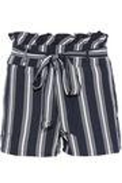 Shop W118 By Walter Baker Woman Sarafina Striped Crepe De Chine Shorts Navy