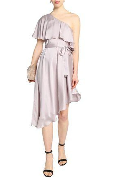 Shop Zimmermann One-shoulder Ruffled Washed-silk Dress In Lilac