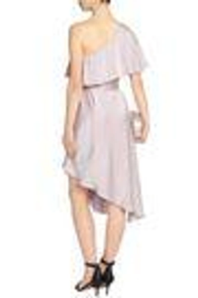 Shop Zimmermann One-shoulder Ruffled Washed-silk Dress In Lilac
