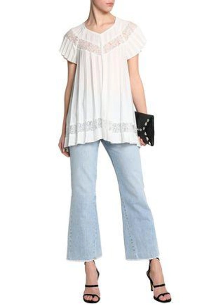 Shop Zimmermann Woman Corded Lace-trimmed Pleated Crepe De Chine Blouse White