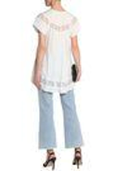 Shop Zimmermann Woman Corded Lace-trimmed Pleated Crepe De Chine Blouse White