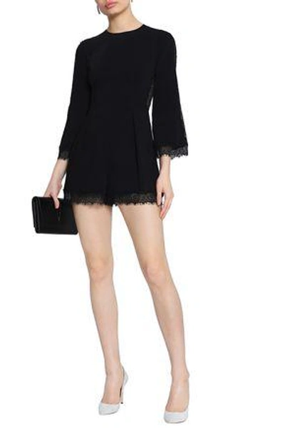 Shop Zimmermann Woman Lace-trimmed Pleated Crepe Playsuit Black