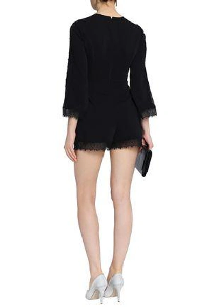 Shop Zimmermann Woman Lace-trimmed Pleated Crepe Playsuit Black