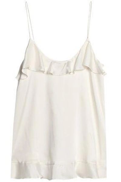 Shop Zimmermann Woman Ruffle-trimmed Washed-silk Camisole White