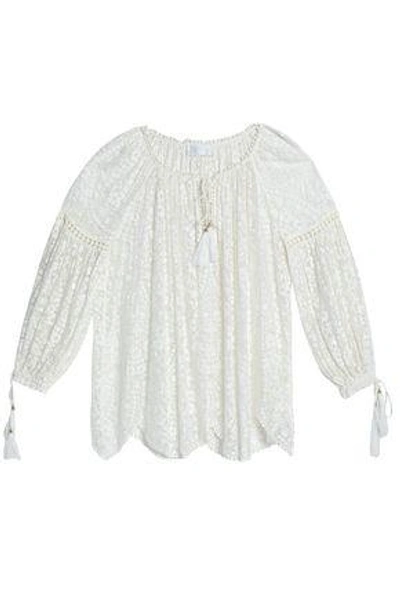 Shop Zimmermann Woman Gathered Embroidered Silk-chiffon Blouse White