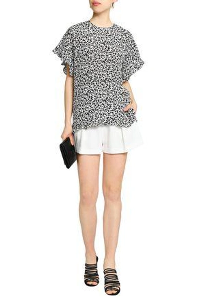 Shop Zimmermann Ruffle-trimmed Floral-print Silk Crepe De Chine Blouse In Off-white