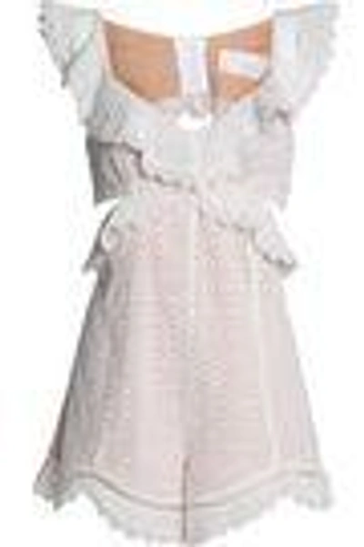 Shop Zimmermann Woman Jasper Cutout Ruffled Broderie Anglaise Cotton Playsuit Ivory