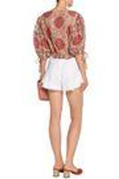 Shop Zimmermann Woman Lattice-trimmed Printed Linen Blouse Beige