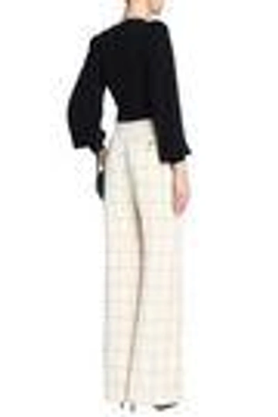 Shop Zimmermann Checked Linen Wide-leg Pants In Ecru