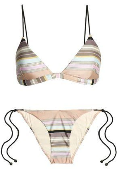 Shop Zimmermann Woman Striped Triangle Bikini Beige