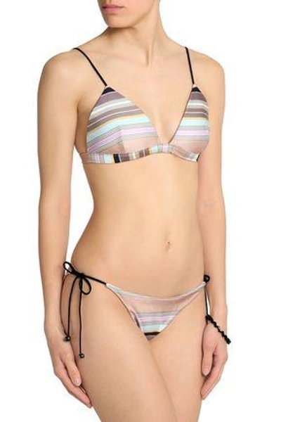 Shop Zimmermann Woman Striped Triangle Bikini Beige