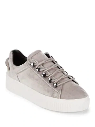Shop Kendall + Kylie Studded Velvet Sneakers In Silver
