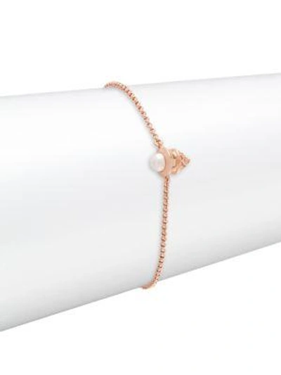 Shop Eddie Borgo Pave Freshwater Pearl And Crystal Bracelet In Rose Gold
