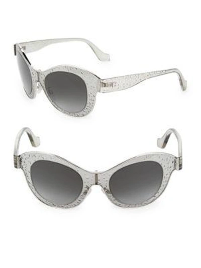 Shop Balenciaga Transparent Oval Sunglasses In Grey Smoke