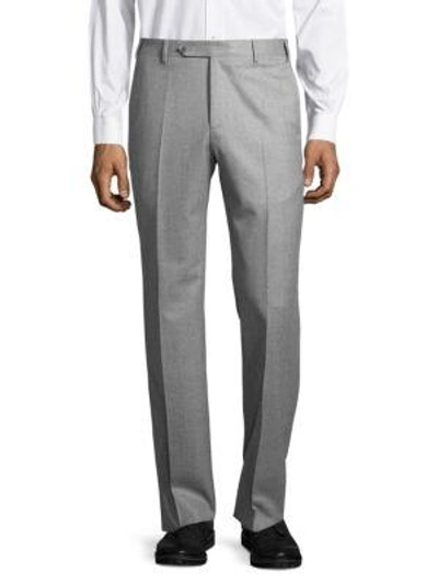 Shop Zanella Solid Virgin Wool Trousers In Light Grey