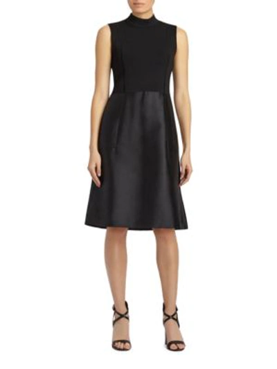 Shop Lafayette 148 Indra Cotton And Silk-blend Dress In Black