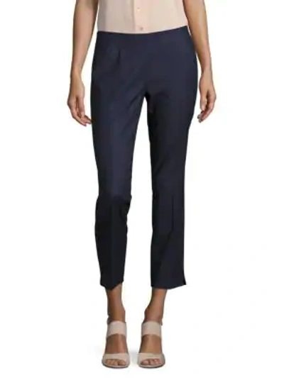 Shop Lafayette 148 Stanton Cotton-blend Cropped Pants In Blue