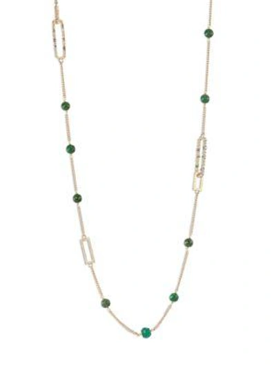 Shop Alexis Bittar Crystal-encrusted Custom Link Station Necklace In Green