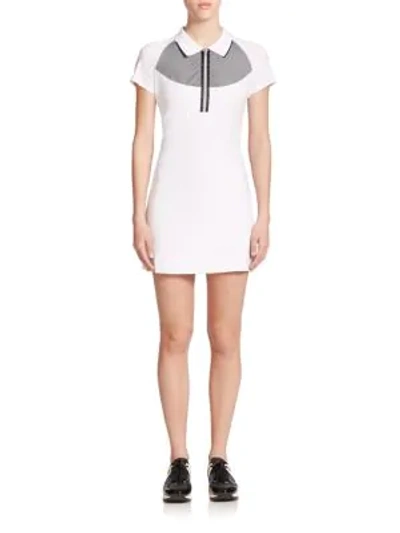 Shop Monreal London Raglan-sleeve Polo Dress In White Black