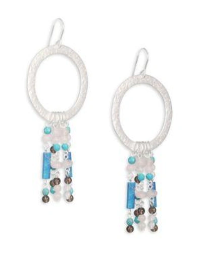 Shop Stephanie Kantis Turquoise & Smoky Topaz Circle Earrings In Silver