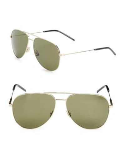 Shop Saint Laurent 59mm Aviator Sunglasses In Green