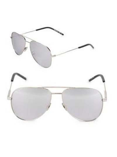 Shop Saint Laurent 59mm Aviator Sunglasses In Silver
