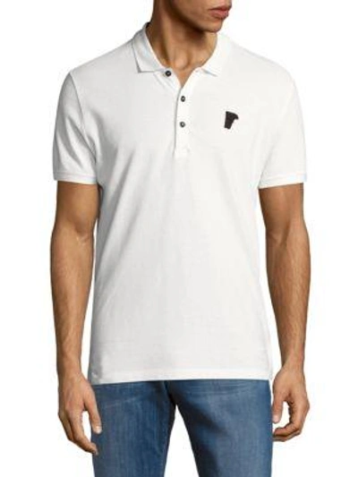 Shop Versace Short Sleeve Cotton Polo In White