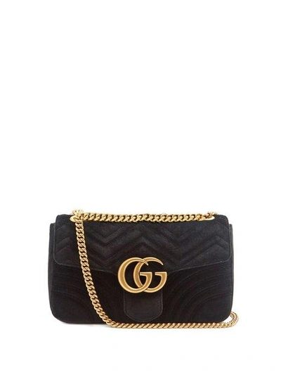 Gucci Gg Marmont 2.0 Mini Quilted Velvet Crossbody Bag, Black | ModeSens