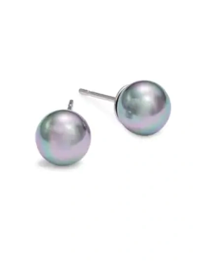 Shop Majorica Iridescent 8mm Organic Synthetic Pearl Stud Earrings In Grey