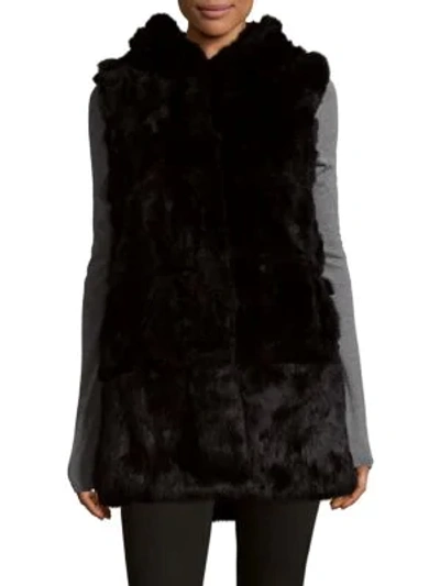 Shop Belle Fare Plush Dyed Rabbit Fur Vest In Black
