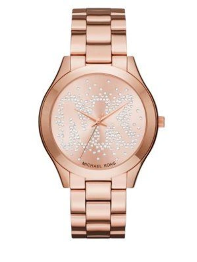 Shop Michael Kors Slim 3591 Runway Rose Goldtone Stainless Steel Bracelet Watch