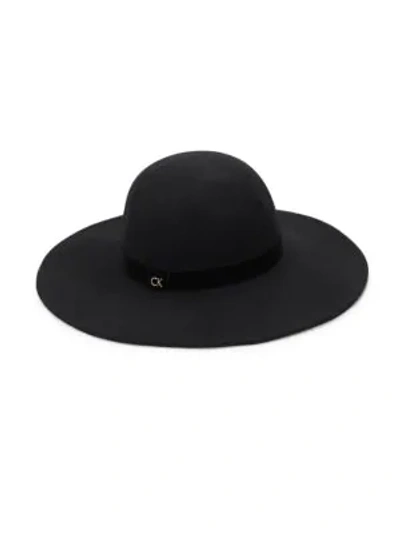 Shop Calvin Klein Velvet Wool Sun Hat In Black