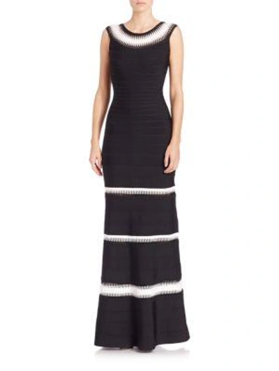 Shop Herve Leger Braided-inset Bandage Gown In Black Combo