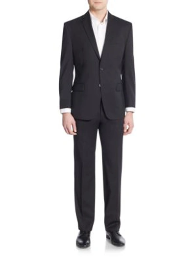 Shop Vince Camuto Slim-fit Solid Wool Suit In Black