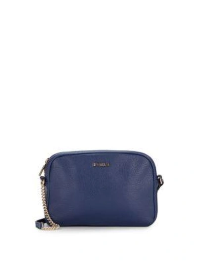 Shop Furla Miky Pebbled Leather Crossbody Bag In Navy