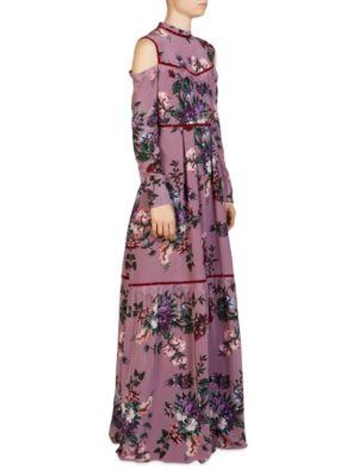Shop Erdem Sabine Silk Floral Gown In Winter Bourne Violet