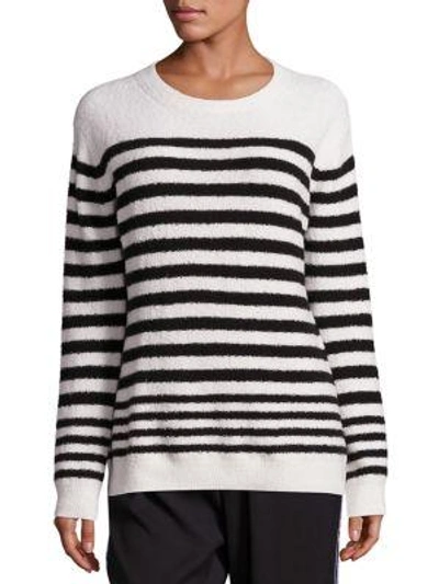 Shop Vince Engineered Striped Merino Wool Pullover In White
