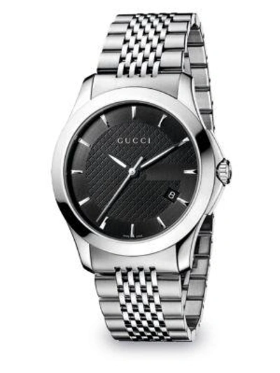 Shop Gucci G-timeless Stainless Steel Watch/black In Silver Black