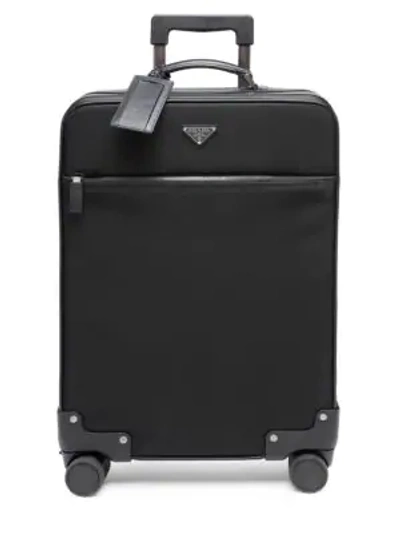 Shop Prada Tessuto Saffiano Leather Carry-on Suitcase In Black