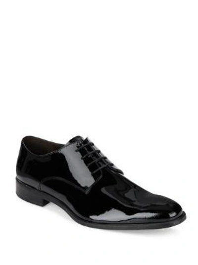 Shop Saks Fifth Avenue Patent Leather Bluchers In Black