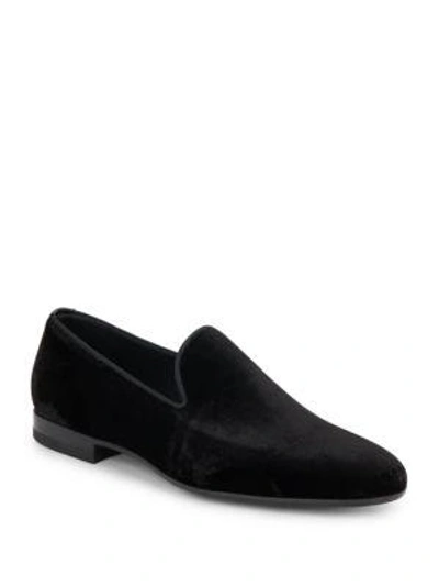 Shop Saks Fifth Avenue Velvet Loafers In Black